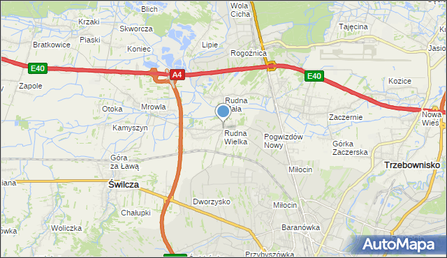 mapa Rudna Wielka, Rudna Wielka gmina Świlcza na mapie Targeo